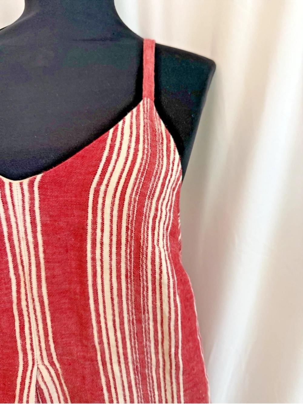 AYR Red White Striped Linen Dress - Size Small - Picture 2 of 6